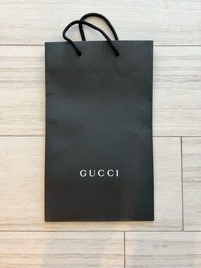 GUCCI Black Logo Gift Bag with Rope Handles